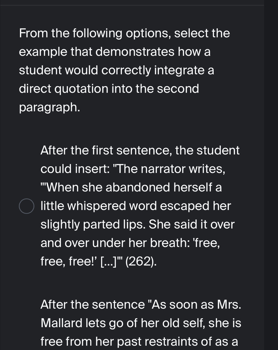 Solved: From the following options, select the example that ...