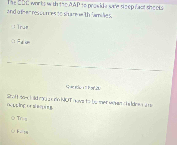 Solved: The CDC works with the AAP to provide safe sleep fact sheets ...