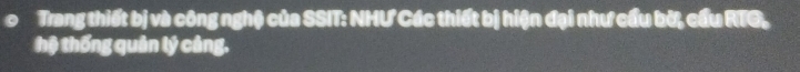 Trang thiết bị và công nghệ của SSIT: NHƯ Các thiết bị hiện đại như cầu bờ, cầu RTG, 
hệ thống quản lý cảng.