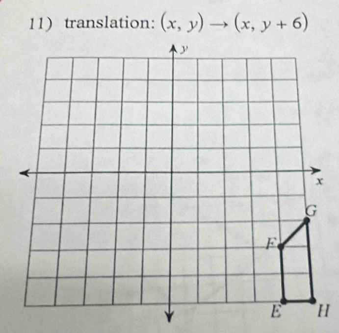 11)translation: (x,y)to (x,y+6)