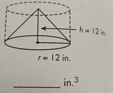 h=12in.
r=12in. 
_ n .3