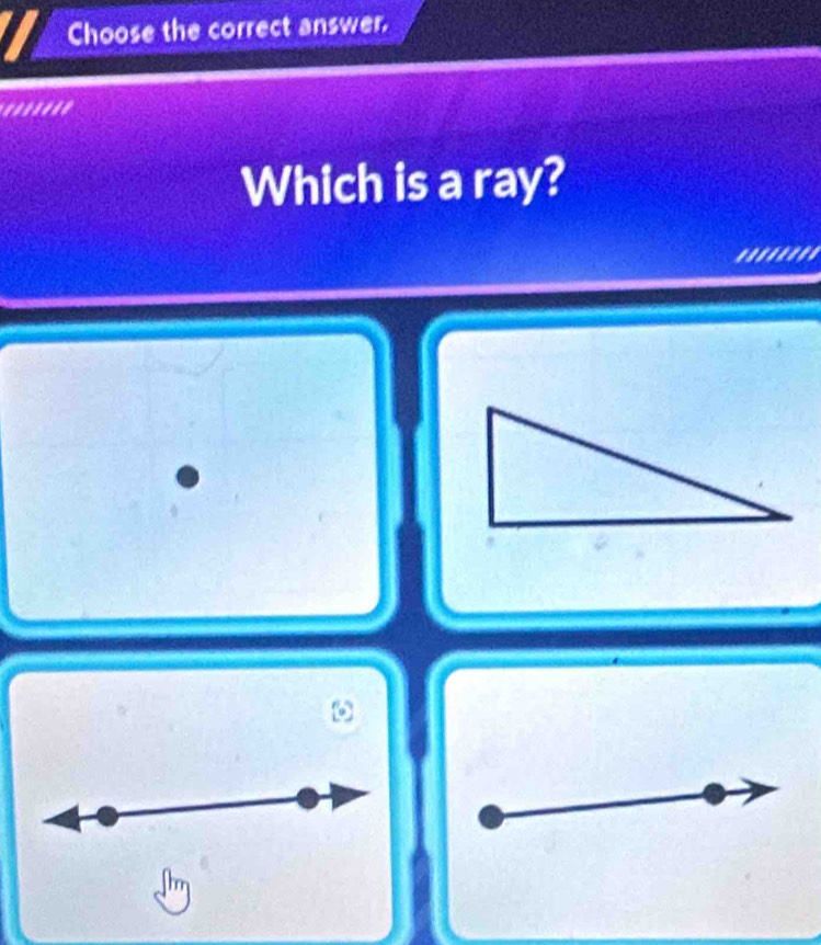 Choose the correct answer. 
.... 
Which is a ray? 
'.''''''