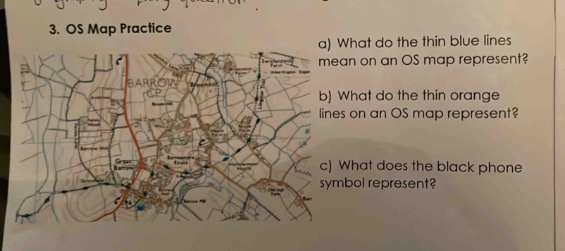 Solved: OS Map Practice a) What do the thin blue lines mean on an OS ...