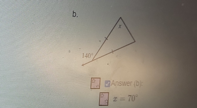 6
₹Answer (b):
x=70°