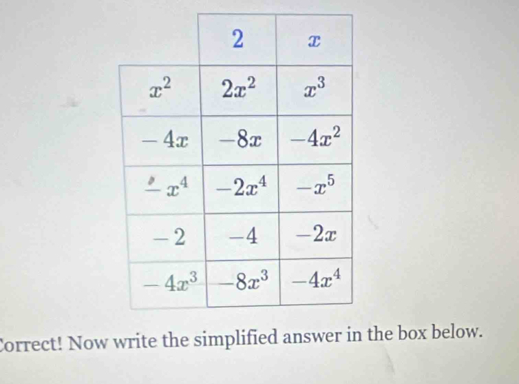 Correct! Now write the simpli the box below.