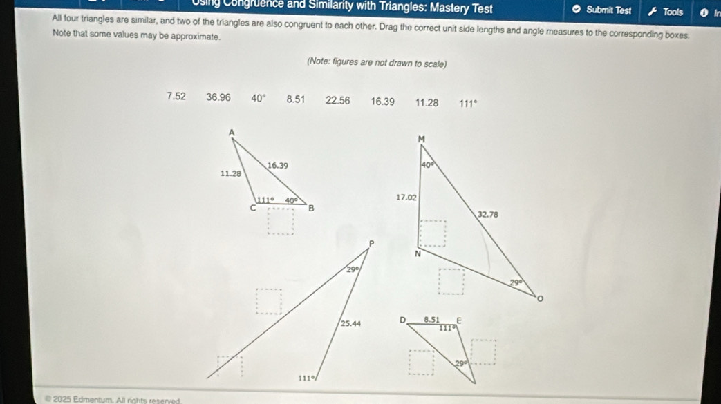 Solved: Using Congruence and Similarity with Triangles: Mastery Test ...