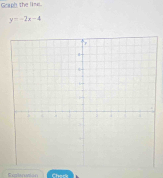 Graph the line.
y=-2x-4
Explanation Check