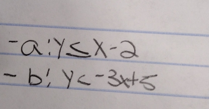 -a:y≤ x-2
-b;y