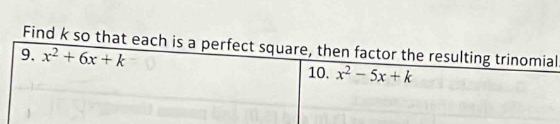 Find k so that