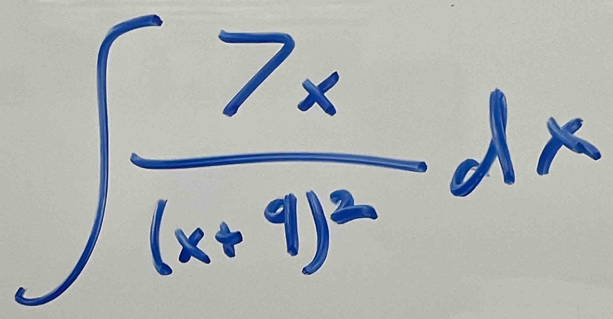 ∈t frac 7x(x+9)^2dx