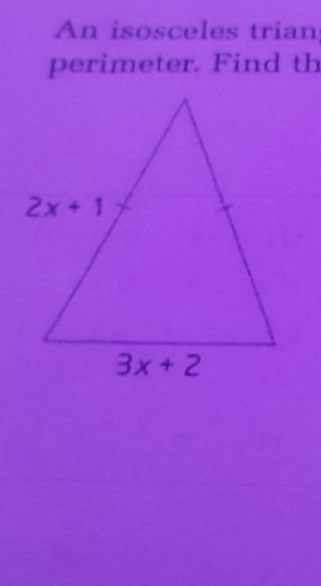 An isosceles trian
perimeter. Find th