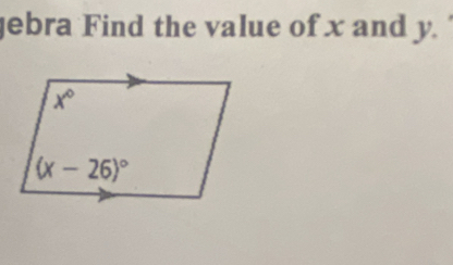 gebra Find the value of x and y.