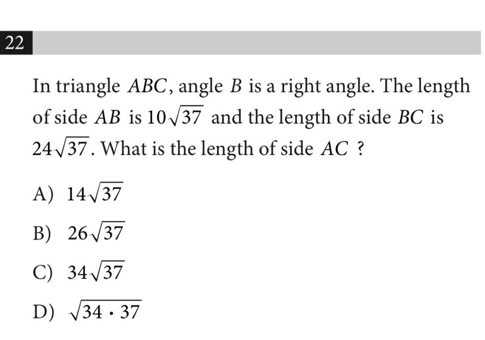 Solved: In triangle ABC, angle B is a right angle. The length of side ...