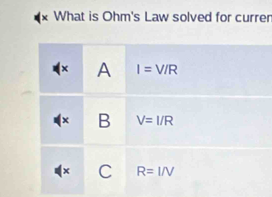 What is Ohm's Law solved for curren