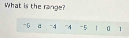 What is the range?
=6 8 -4 = 4 = 5 1 0 1