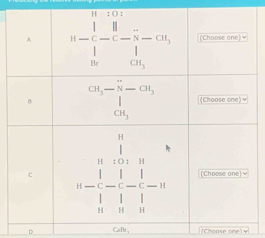 CaBr, (Choose one)