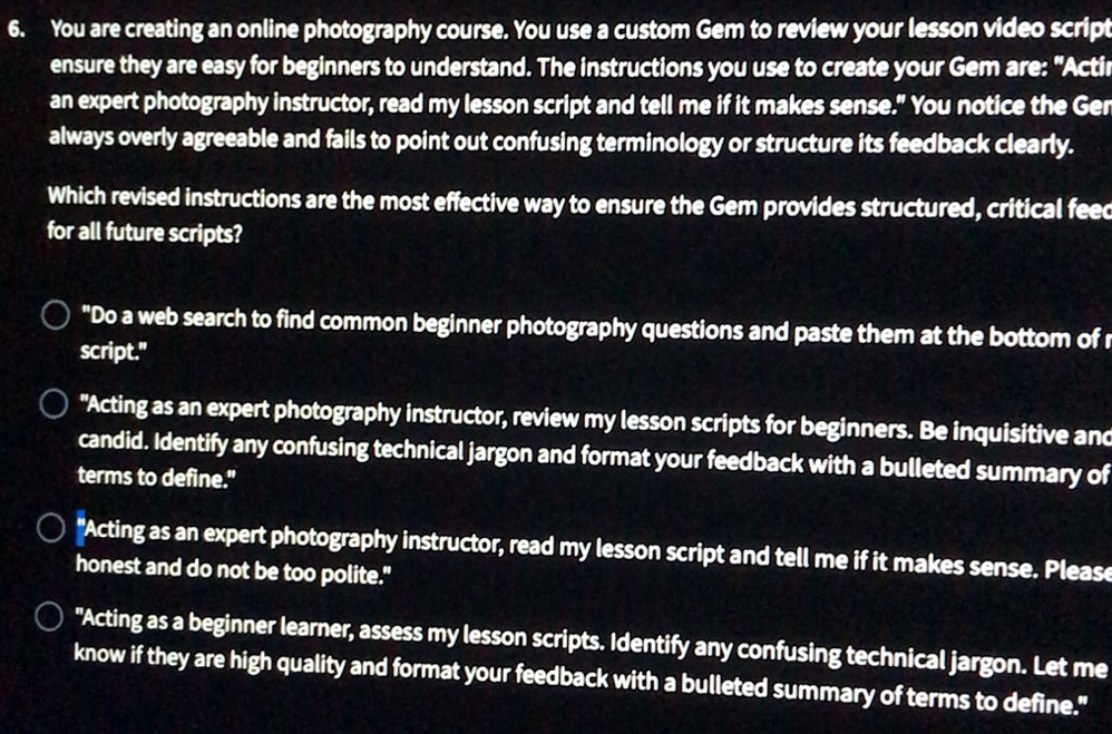 Risolto:You are creating an online photography course. You use a custom ...