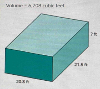 Volume =6,708 cubic feet
t