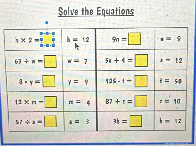 Solve the Equations