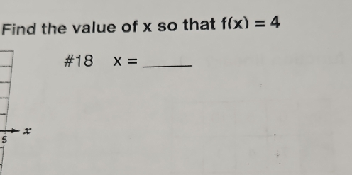 Find the value of x so that f(x)=4
# 18 x= _
x
5