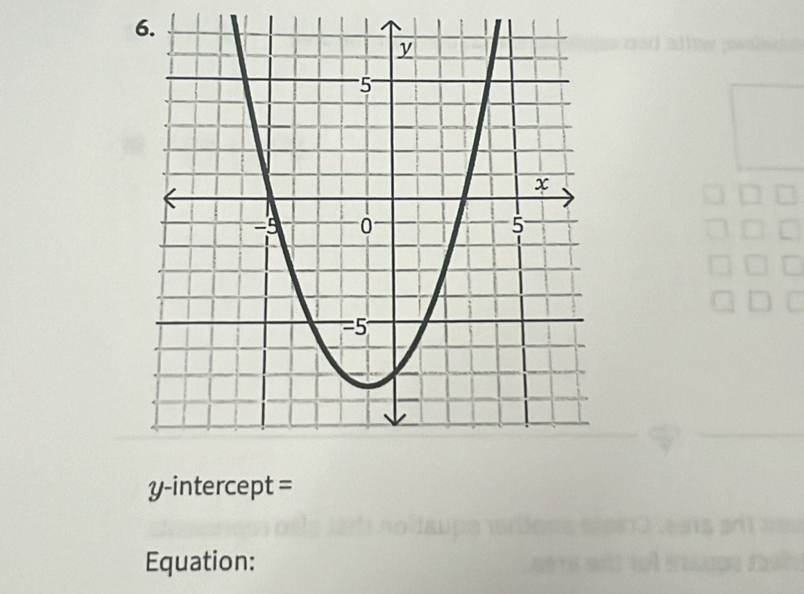 y-intercept =
Equation: