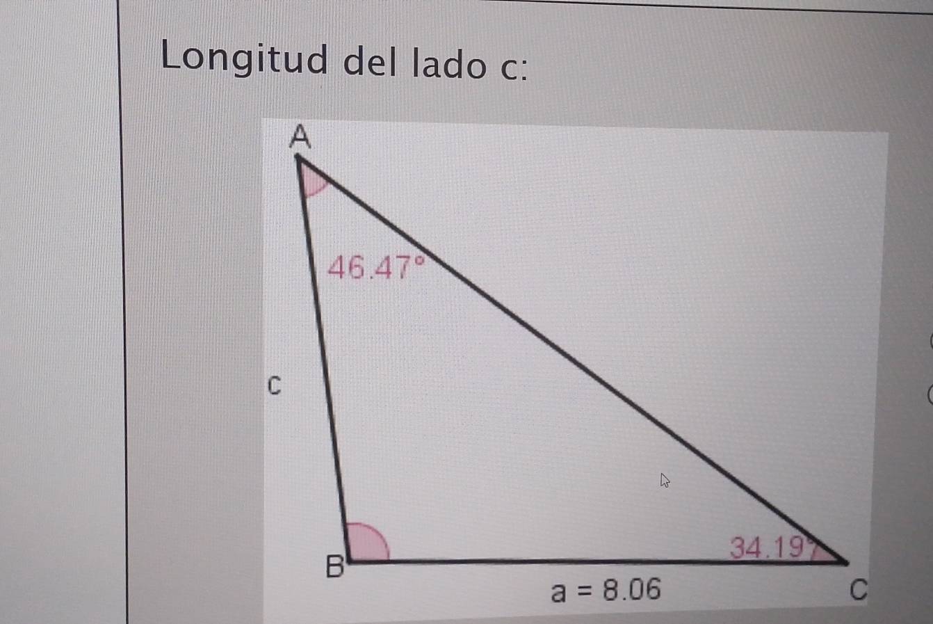 Longitud del lado c: