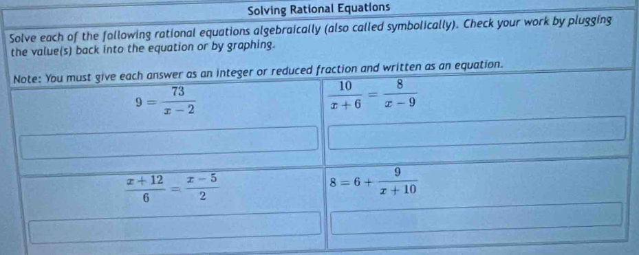 Solving Rational Equations
S