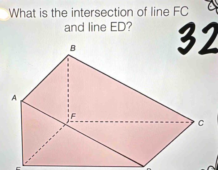 What is the intersection of line FC
and line ED? 
=