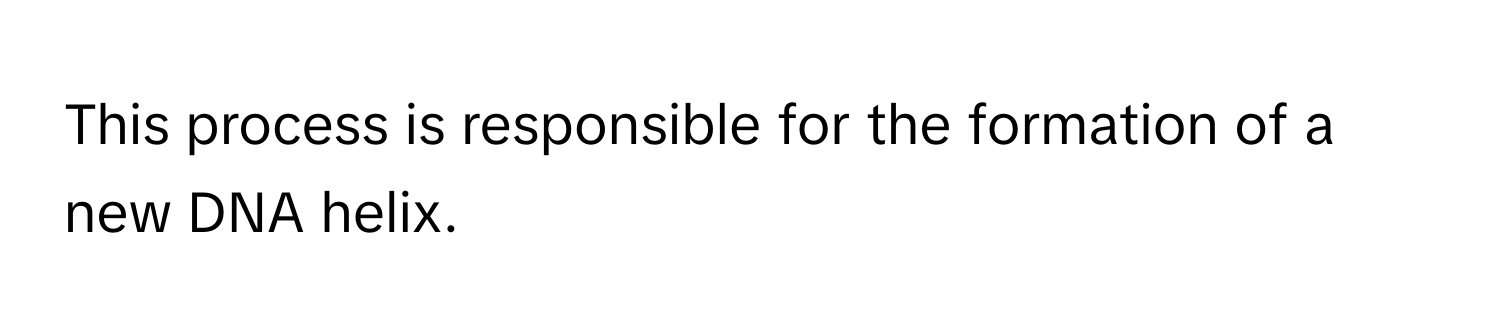 This process is responsible for the formation of a new DNA helix.