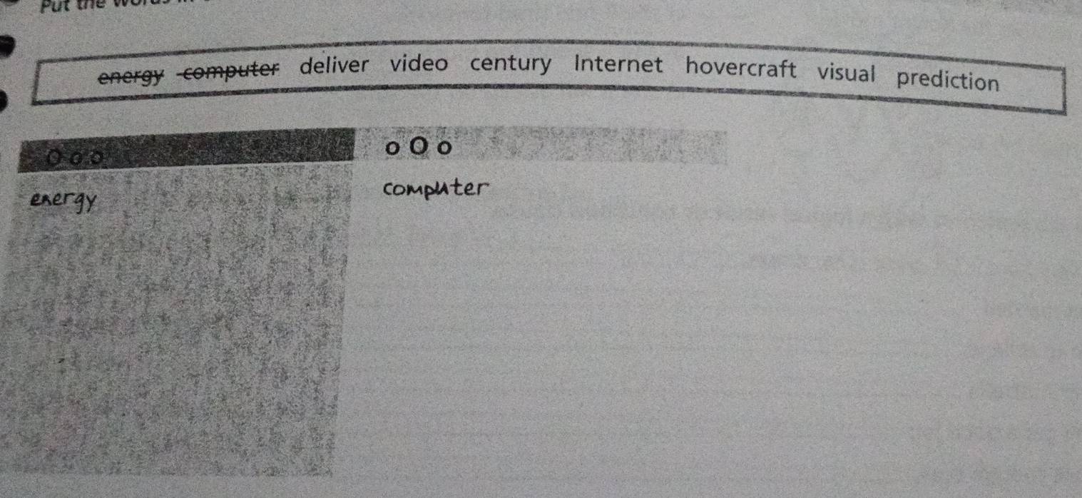 Put the 
energy computer deliver video century Internet hovercraft visual prediction 
o O o 
energy 
computer