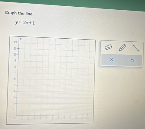 Graph the line.
y=2x+1
× 5