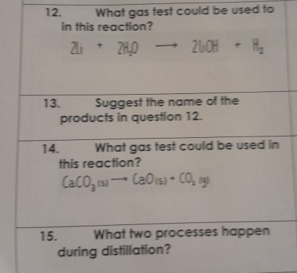 What gas test could be used to