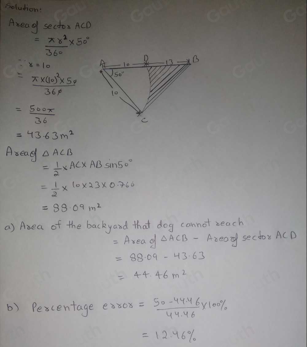 Solved: The diagram below shows a triangular backyard ABC. A dog is on ...