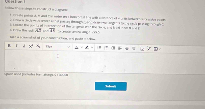 Solved: Follow these steps to construct a diagram: t. Create points A ...