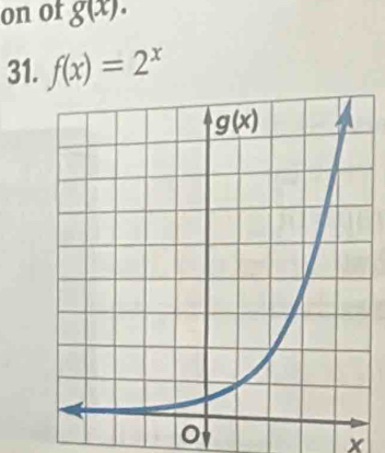 on of g(x).
31. f(x)=2^x
x