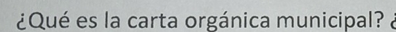 ¿Qué es la carta orgánica municipal? à