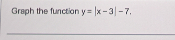 Graph the function y=|x-3|-7.