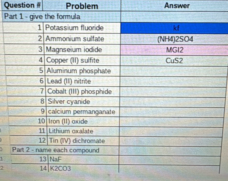 Question # Problem Answer
P
1 
2