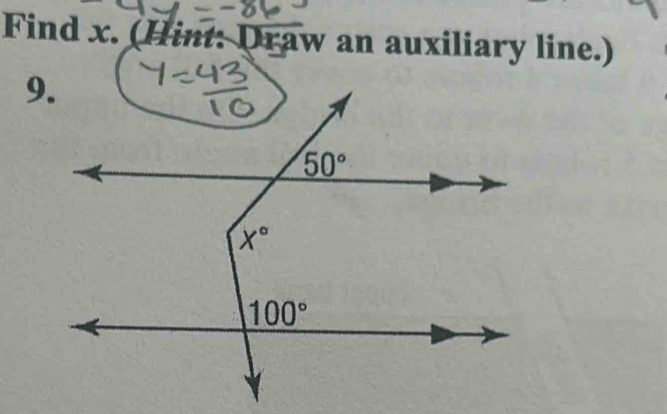 Find x. (Hint: Draw an auxiliary line.)