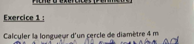 Calculer la longueur d'un cercle de diamètre 4 m