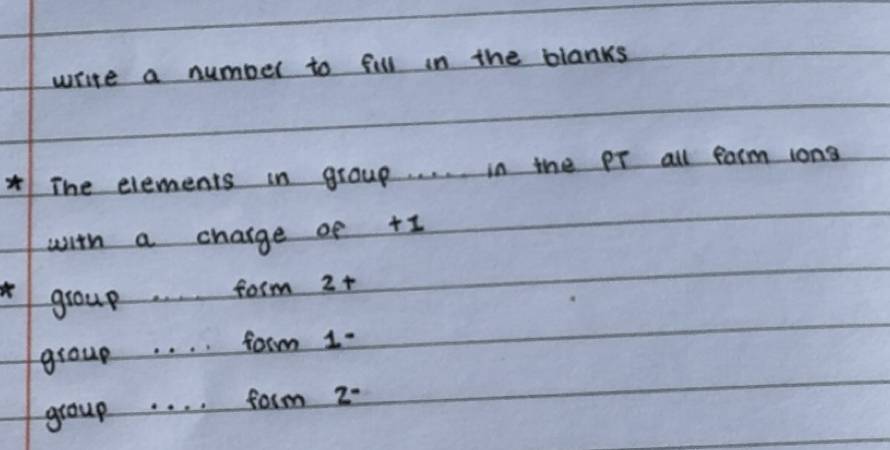 Solved: write a number to fill in the blanks *The elements in group in ...