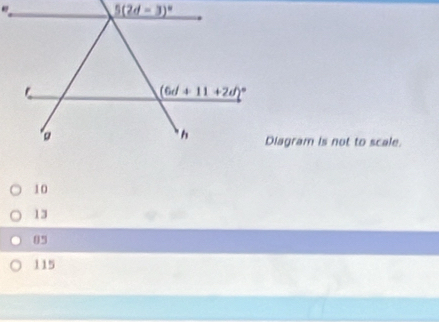 Diagram is not to scale.
10
13
θ5
115