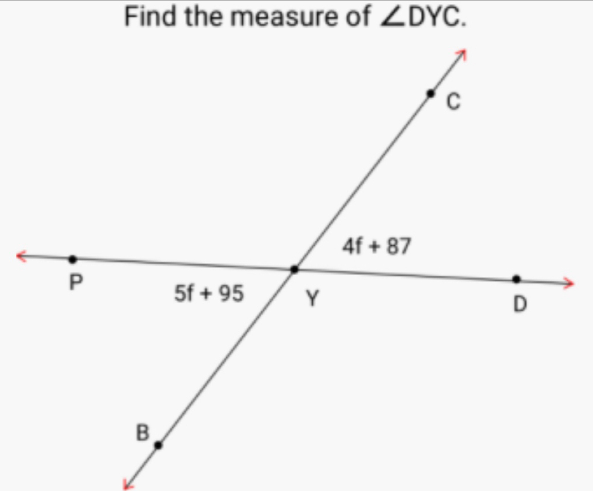 Find the measure of ∠ DYC.