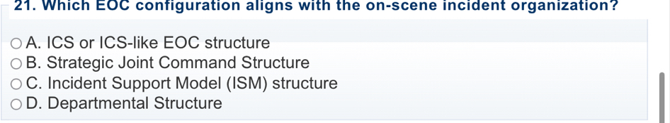 Solved: Which EOC configuration aligns with the on-scene incident ...