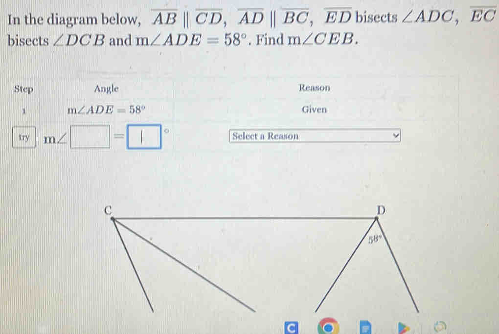 Solved: In the diagram below, overline AB||overline CD,overline AD ...
