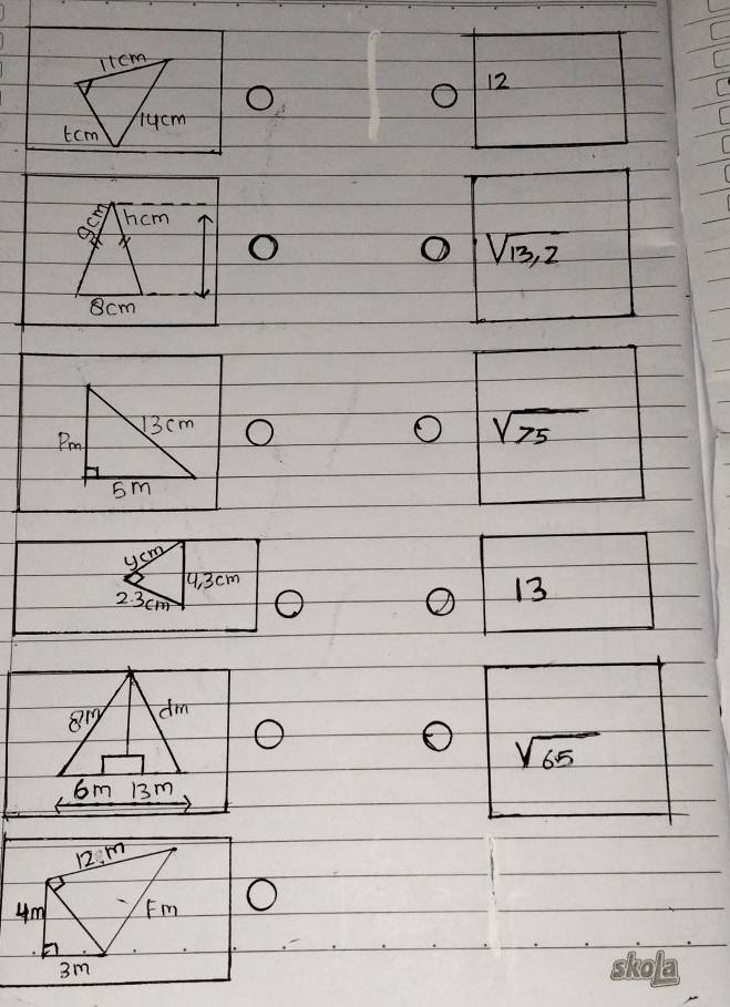 O
O 12
O
O
()
O
4, 3cm
O
dm
O
6m 13m
O