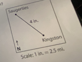 ? 
Saugerties
4 in. 
Kingston 
N 1in.=2.5mi. 
Scale: