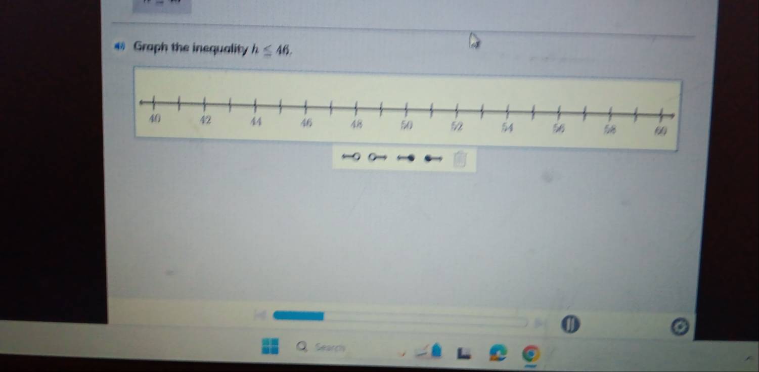 Graph the inequality h≤ 46. 
Search