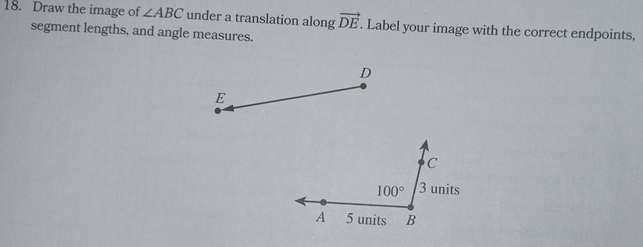 Solved: Draw the image of ∠ ABC under a translation along vector DE ...