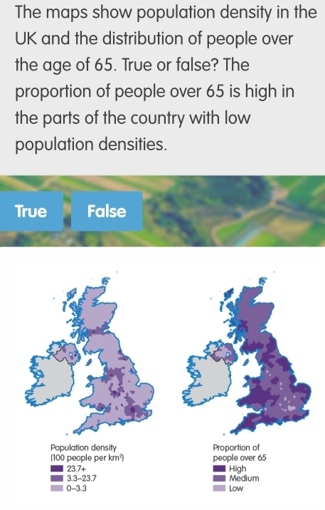 Solved: The maps show population density in the UK and the distribution ...